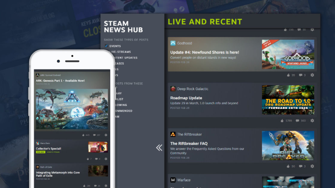 Steam’s personalized news hub keeps you updated about your games