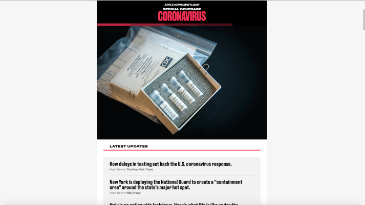 Apple News adds a special coverage section for tracking the coronavirus outbreak