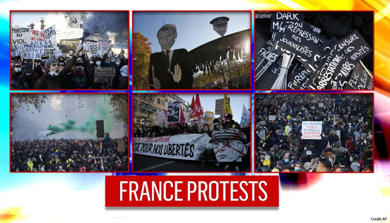 France: Security forces fire tear gas at people protesting for press freedom