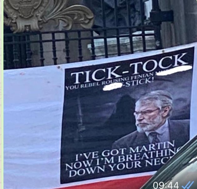 Banner threat to Gerry Adams being investigated as hate crime