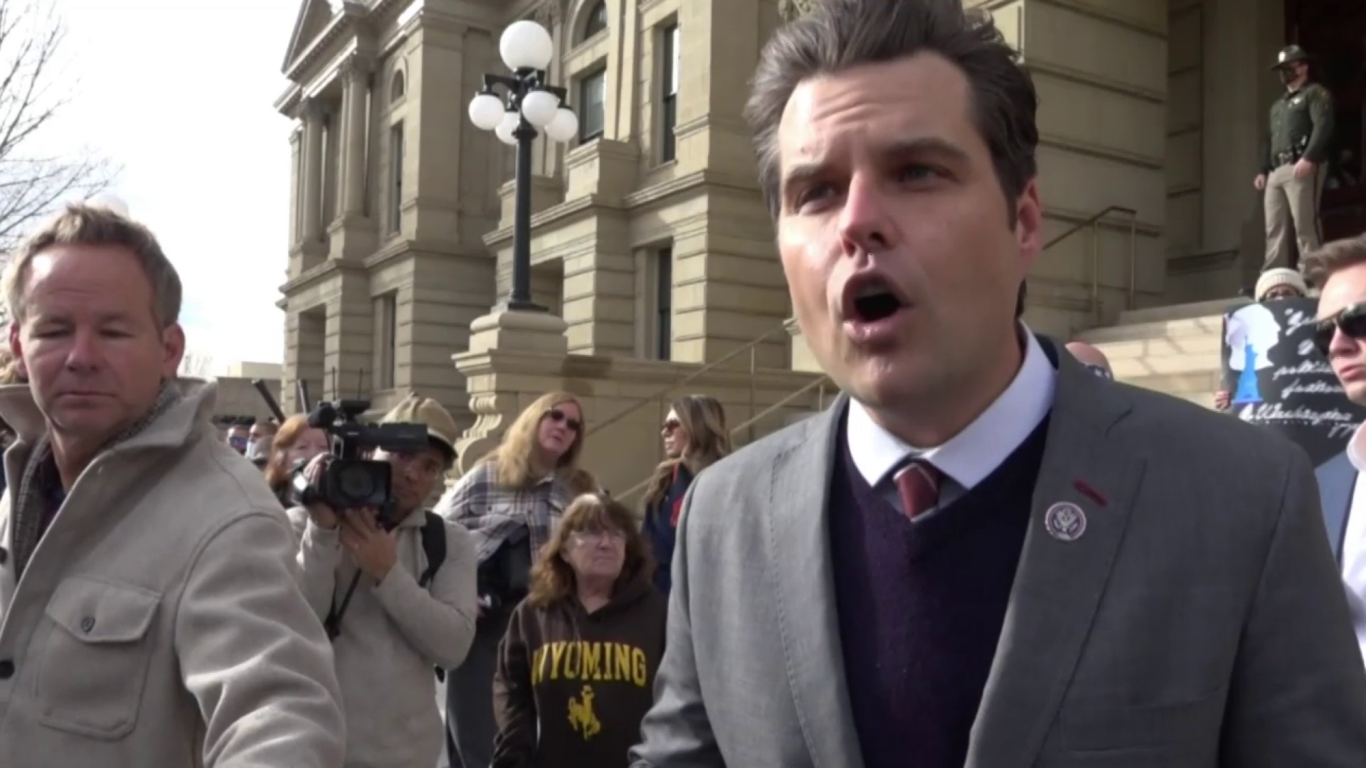 Gaetz braces as reporter reads confession letter in sex crime probe