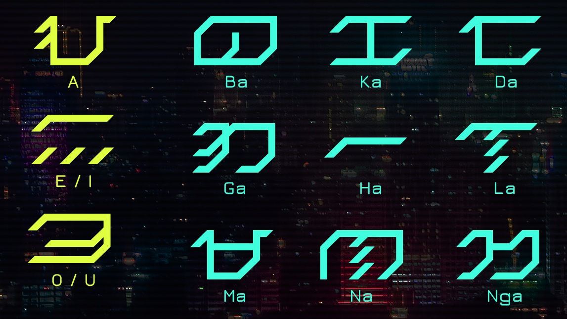 Ancient Baybayin script gets the cyberpunk treatment in this free font