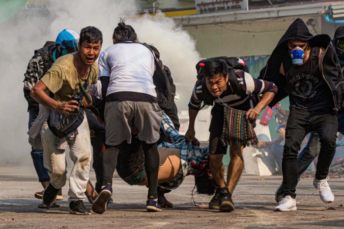 Myanmar youths fleeing security forces jump from building, at least 2 die