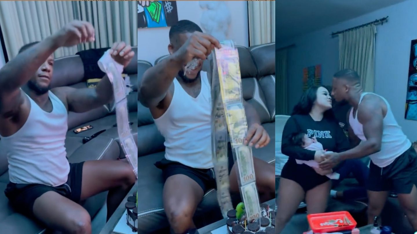 Man Stunned After Wife Surprised Him With $10,000 Worth Of Cash Hidden In Money Cake For His Birthday [VIDEO]