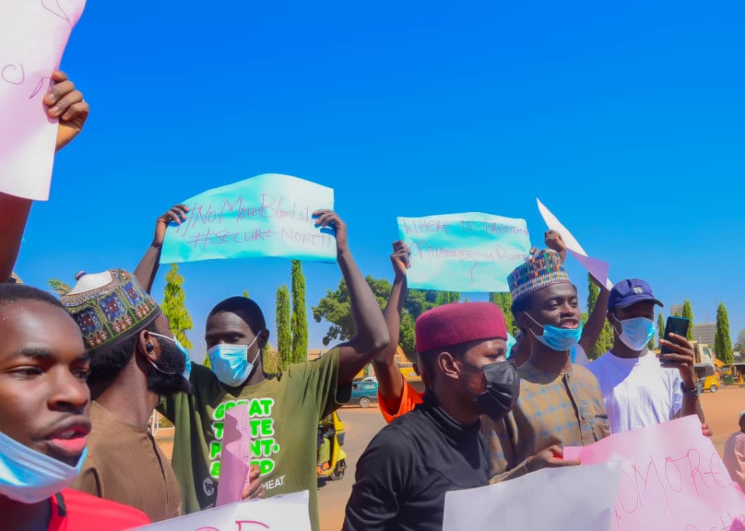 BREAKING: Police Arrest Six As #NorthIsBleeding Protesters Storm Zaria For Peace Walk Against Insecurity