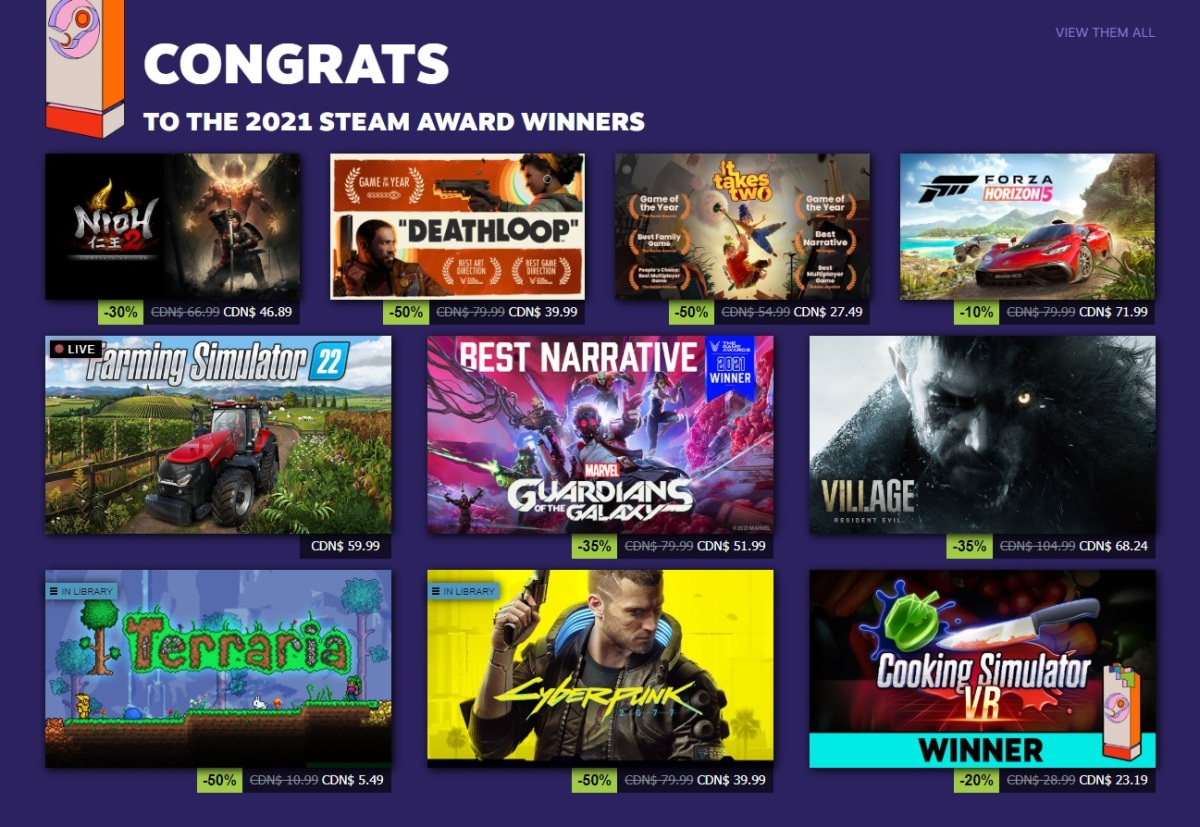 The Steam Awards have been announced, Cyberpunk 2077 won something