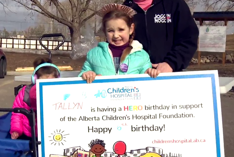 Calgary birthday girl raises money for ‘her sister’s brain’