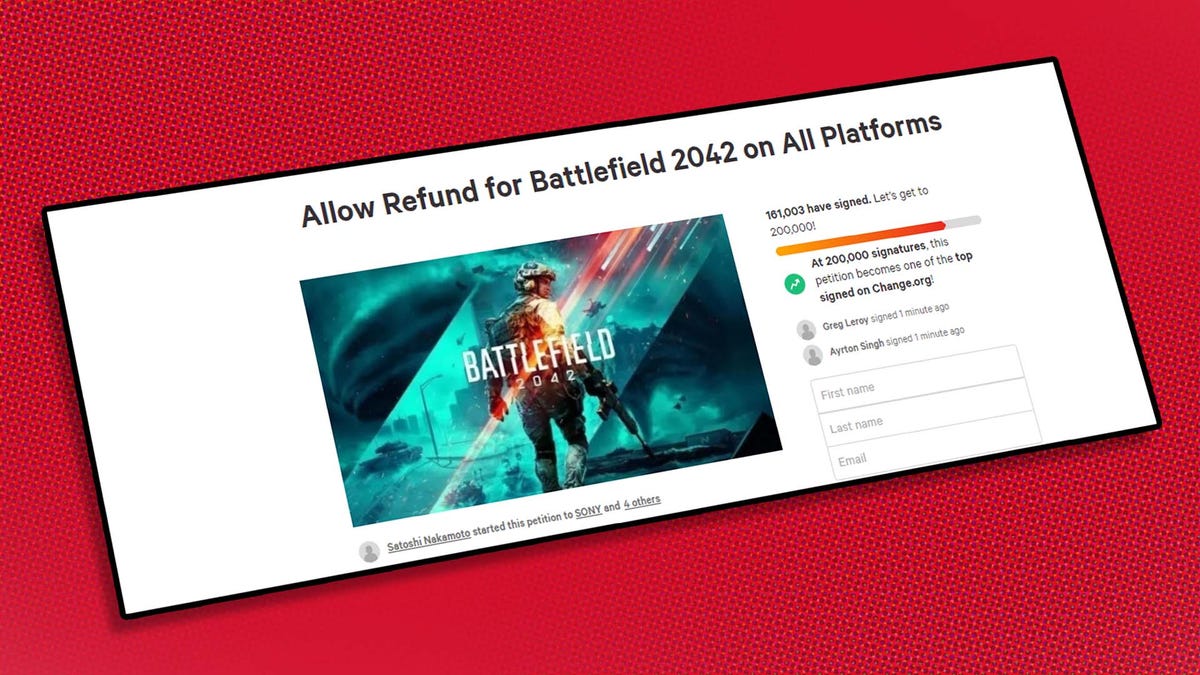 More Than 160,000 Battlefield 2042 Players Sign Petition Asking For Money Back