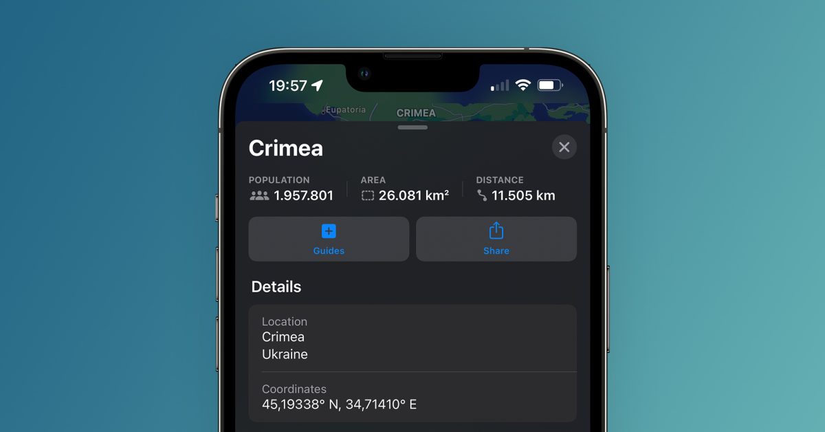 Apple Maps now says Crimea is part of Ukraine – except if you’re in Russia